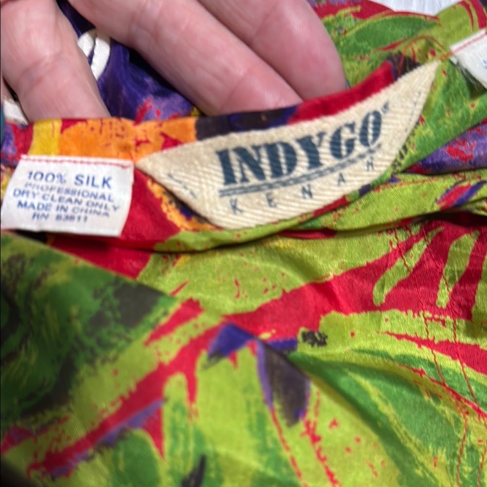 Indygo Kenar Silk Tropical wrap skirt